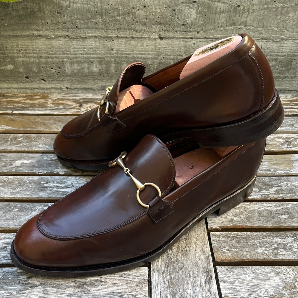 SOLD – Carmina Horsebit Loafers | Brown Shell Cordovan | Dainite Sole (Like New)